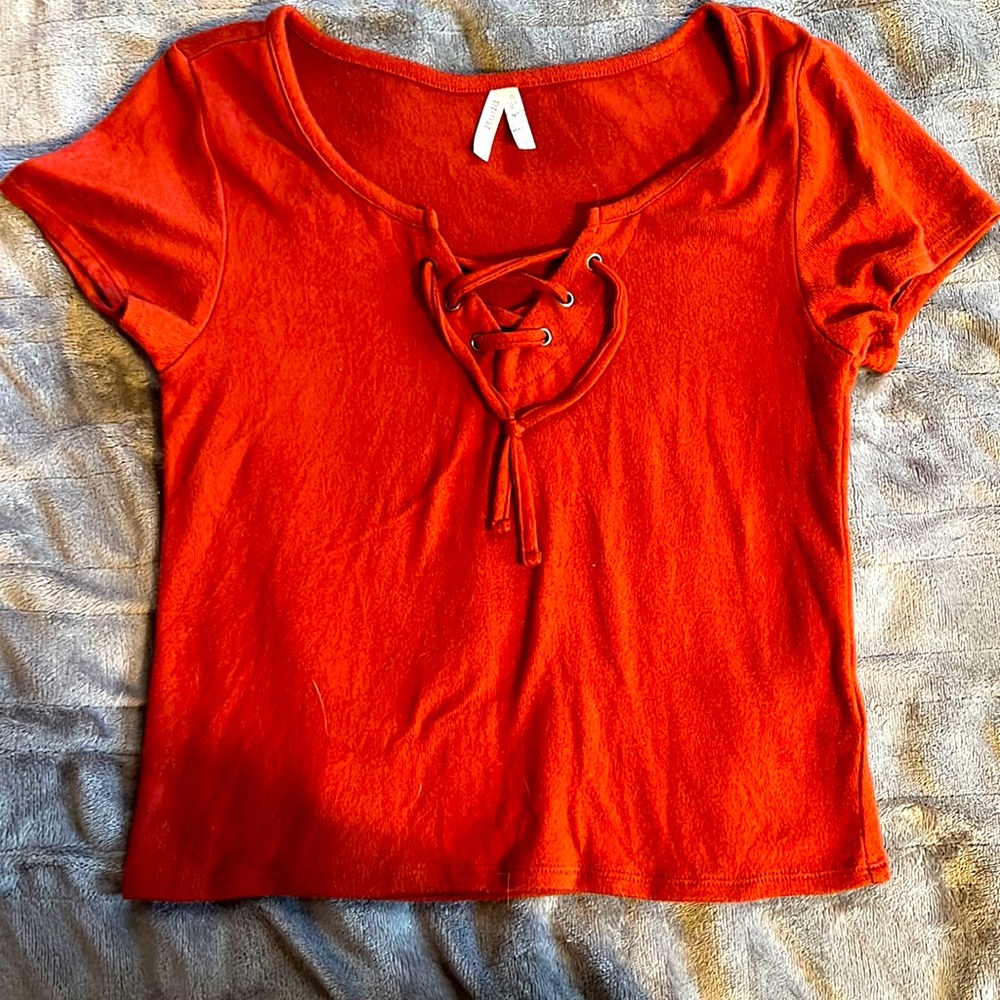 M Burt orange soft crop top